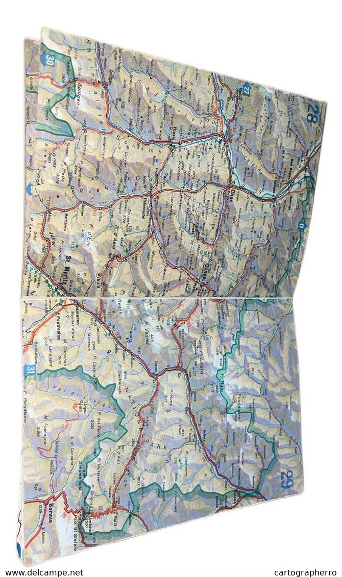 Reiseatlas der Schweiz 1939, scale 1:400.000, Switzerland map, Atlas touristique de la Suisse 12.5 x 17.5 cm