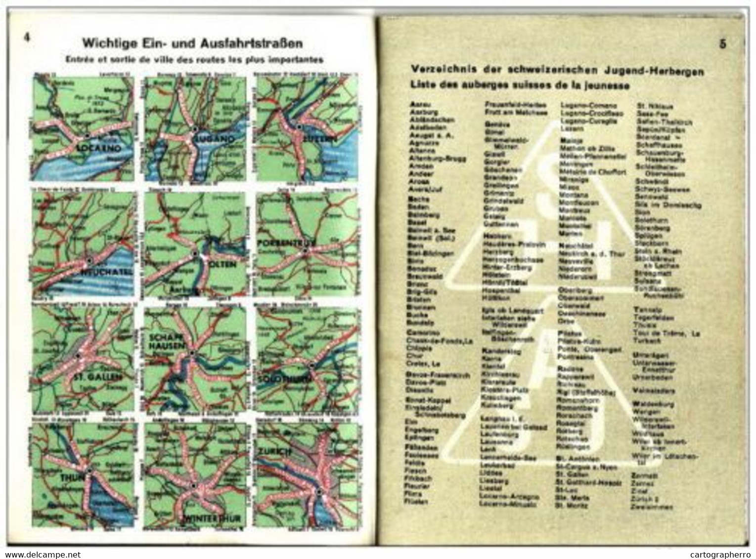 Reiseatlas der Schweiz 1939, scale 1:400.000, Switzerland map, Atlas touristique de la Suisse 12.5 x 17.5 cm