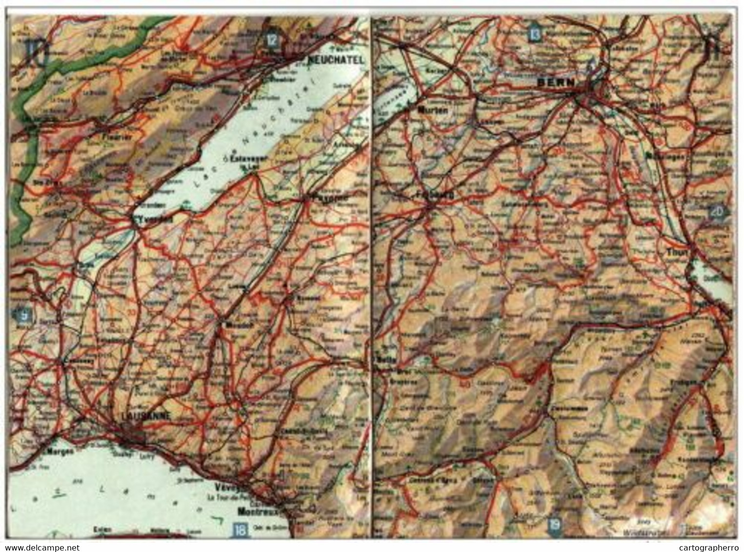 Reiseatlas der Schweiz 1939, scale 1:400.000, Switzerland map, Atlas touristique de la Suisse 12.5 x 17.5 cm