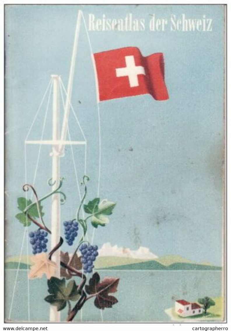 Reiseatlas der Schweiz 1939, scale 1:400.000, Switzerland map, Atlas touristique de la Suisse 12.5 x 17.5 cm