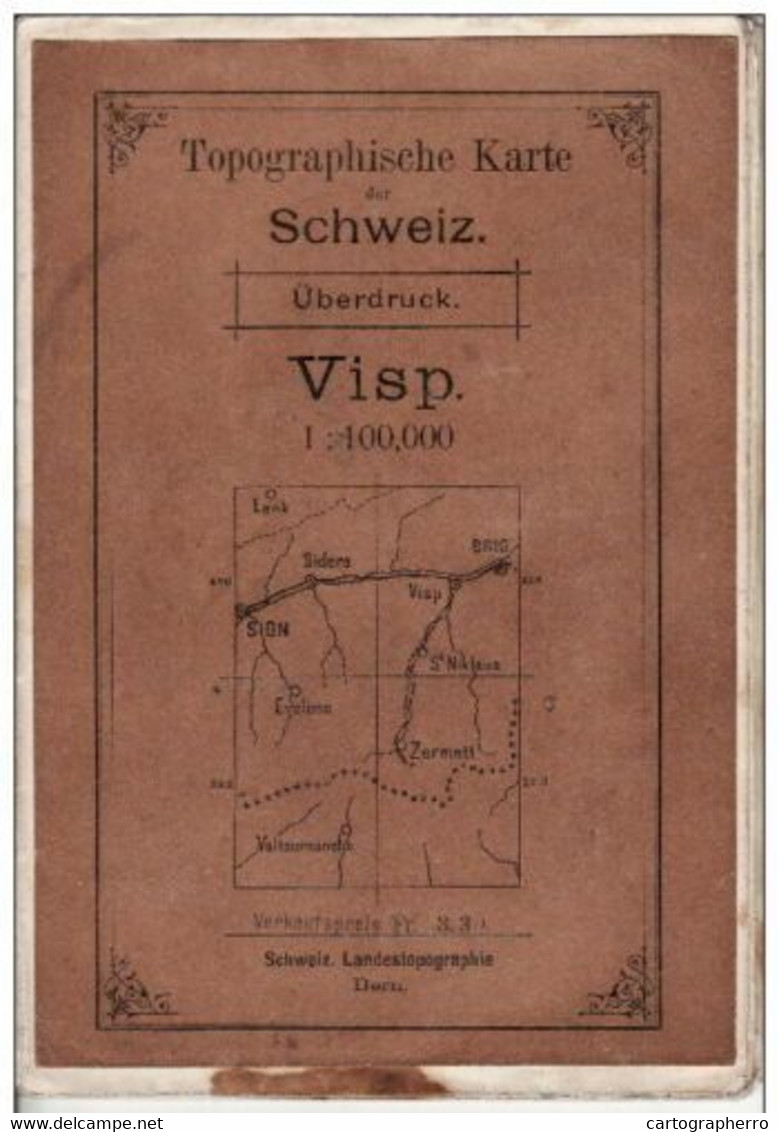 Topographical Map Switzerland Visp Scale 1:100.000 - Cartes Topographiques