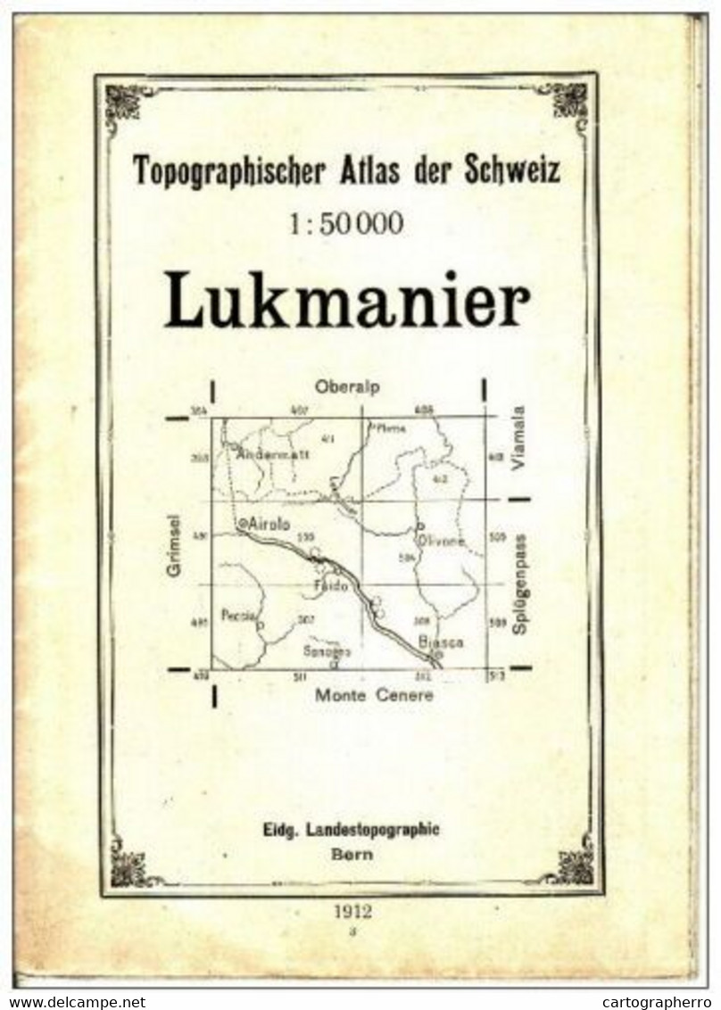 Topographical Map Switzerland 1912 Lukmanier Scale 1:50.000 Schweiz Landestopographie Bern - Cartes Topographiques