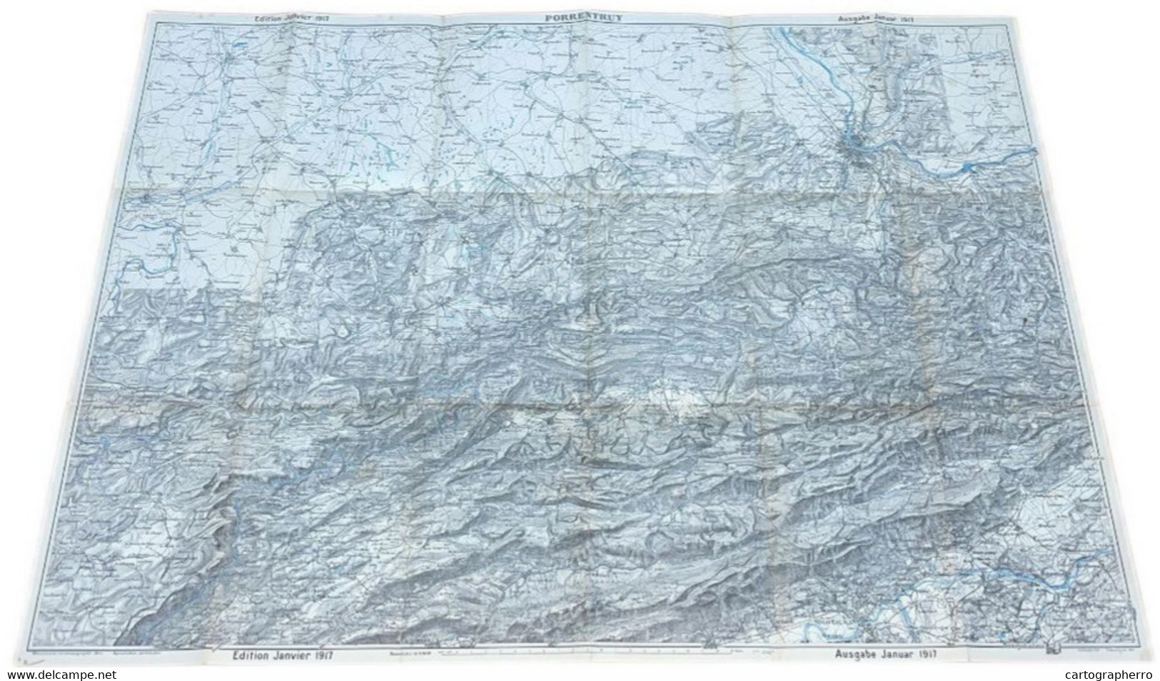 Topographical Map Switzerland 1917 Porrentruy Scale 1:100.000 Schweiz Landestopographie Bern - Cartes Topographiques