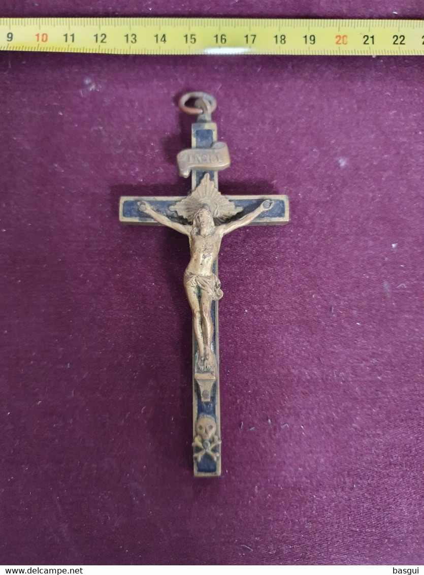 Grande Croix En Bronze, Fin 1900 - Volksschmuck