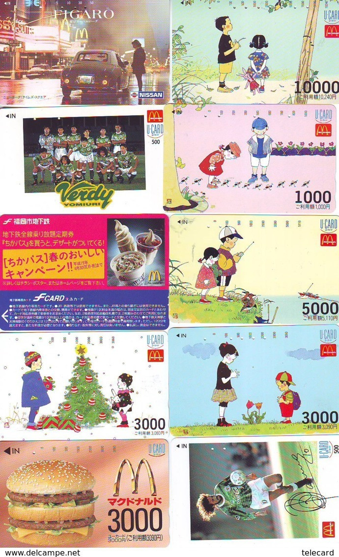 10 Télécartes - Prepaid Différentes  JAPON * McDonalds (LOT A-17) JAPAN 10 DIFFERENT PHONECARDS * 10 VERSCHIEDENE TK - Lebensmittel