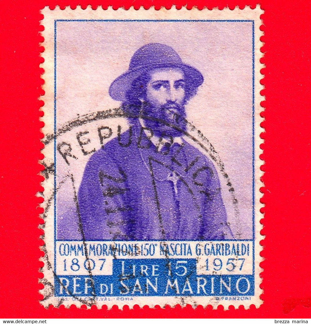 SAN MARINO - Usato - 1957 - 150º Anniversario Della Nascita Di Garibaldi - 15 L. • Ugo Bassi - Usados