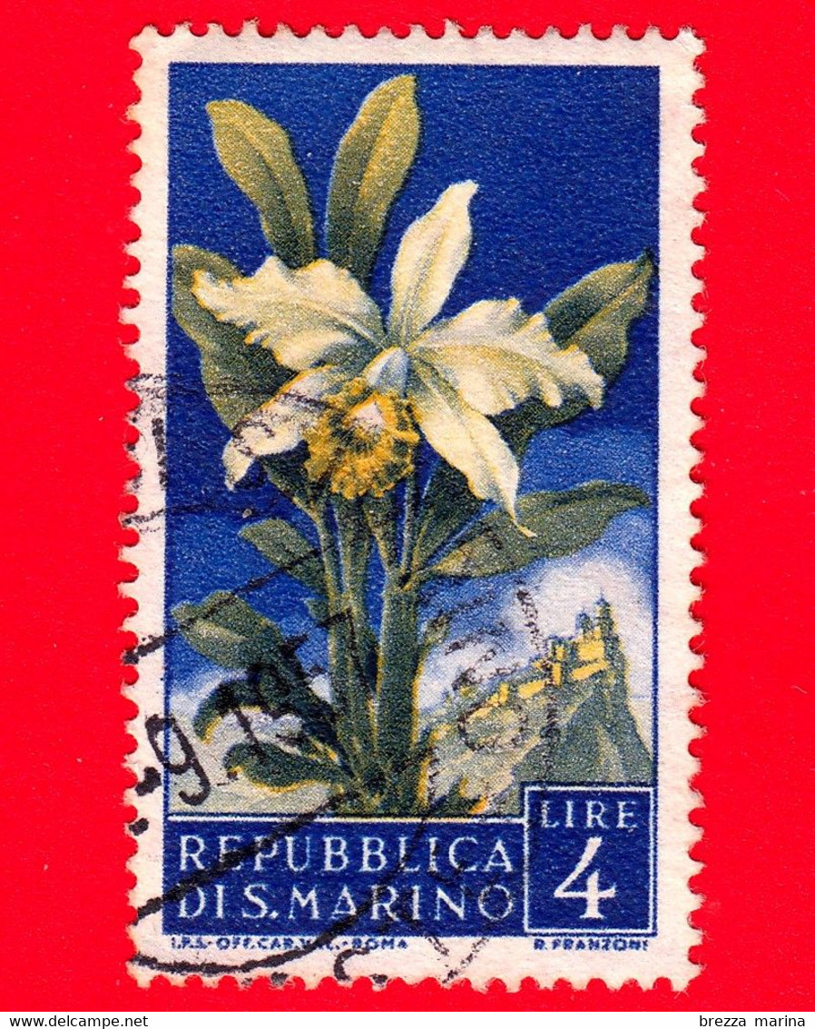 SAN MARINO - Usato - 1957 - Fiori - 2ª Emissione - Orchidea - 4 - Usati