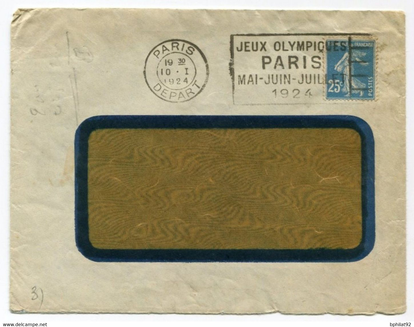 !!! 25 C SEMEUSE SUR LETTRE FLAMME DES JEUX OLYMPIQUES DE PARIS 1924 - Zomer 1924: Parijs