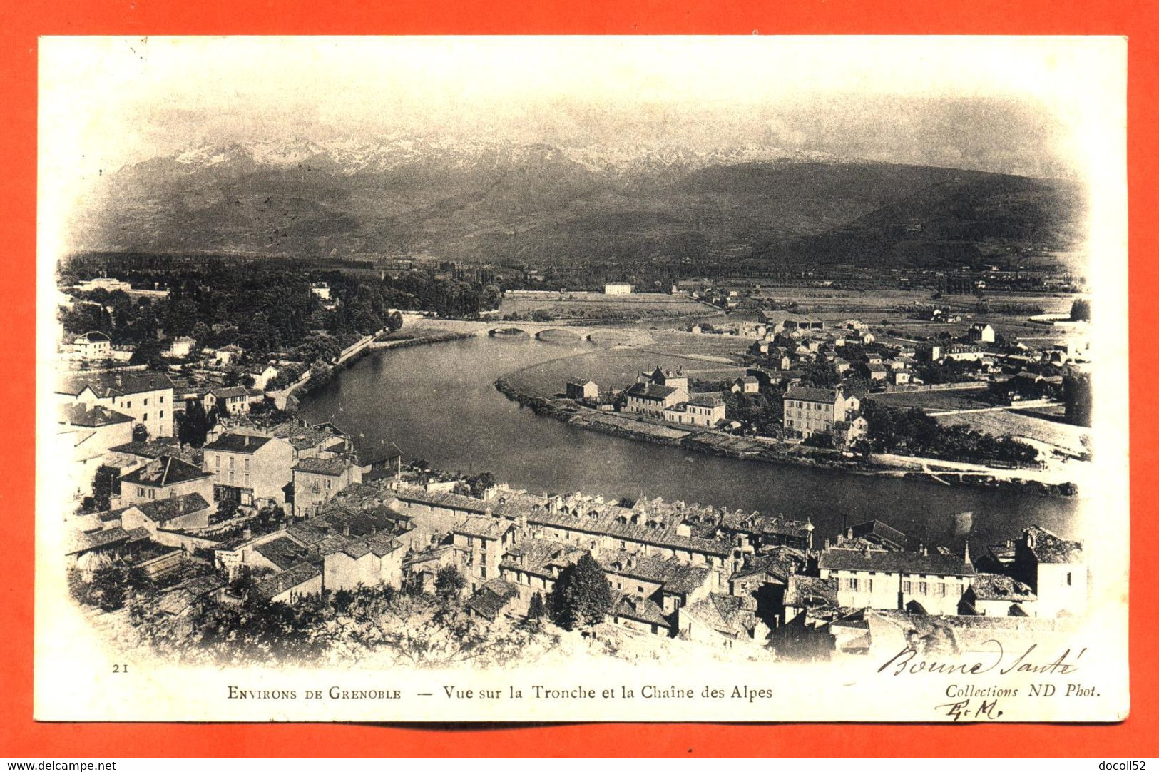 CPA Dpt 38 Environs De Grenoble " Vue Sur La Tronche Et La Chaine Des Alpes " Carte Précurseur - La Tronche