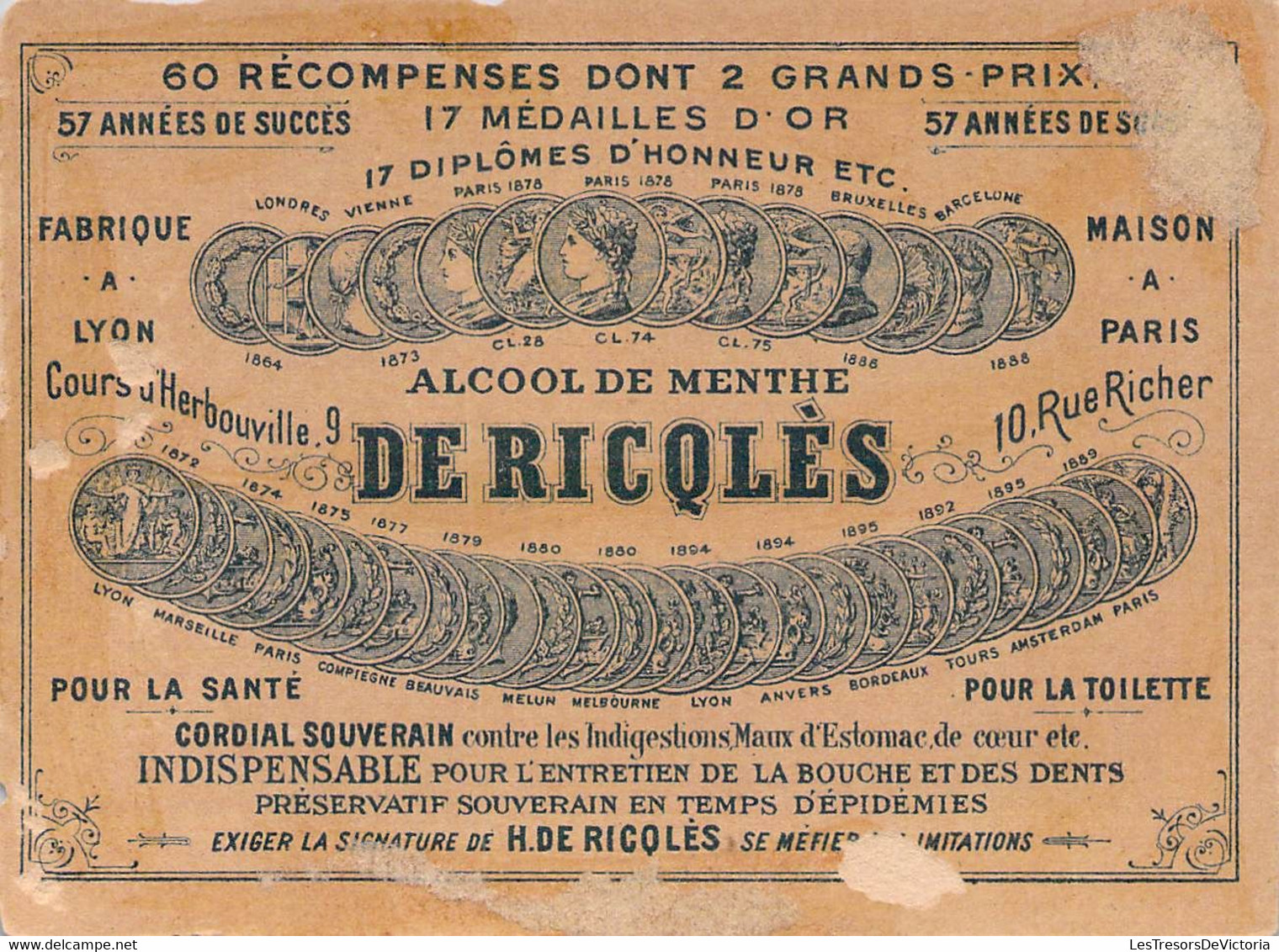 Publicité - L'Alcool De Menthe De Ricqulès - Publicités