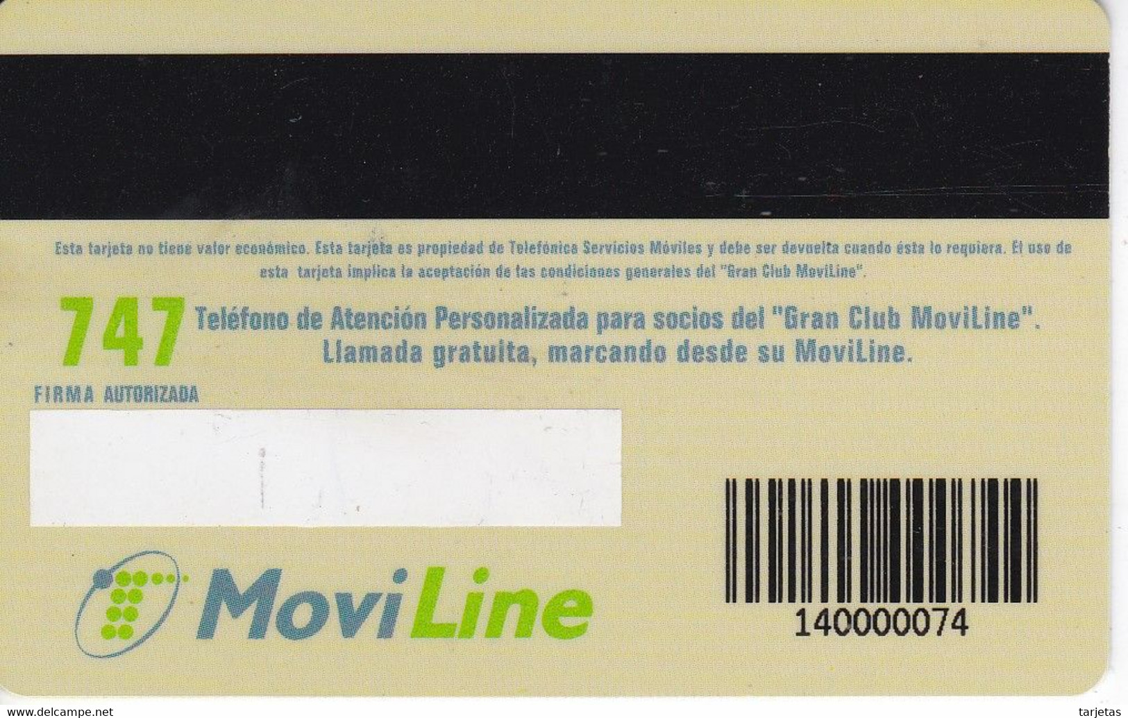 TARJETA DE GRAN CLUB MOVILINE DE TELEFONICA (RARA) - Dienstkarten