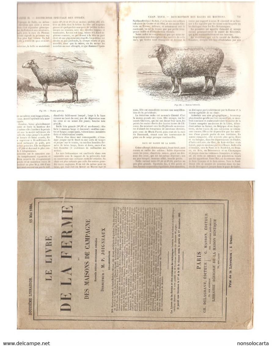 LE LIVRE DE LA FERME_12° FASC._P. JOIGNEAUX_PARIS 1884_OVINES - Encyclopedieën