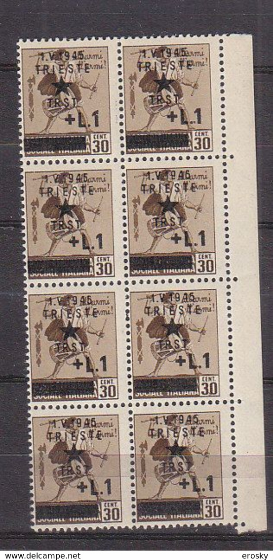 Z4278 - OCC. YUGOSLAVA TRIESTE SASSONE N°3 ** Blocco X8 - Joegoslavische Bez.: Trieste