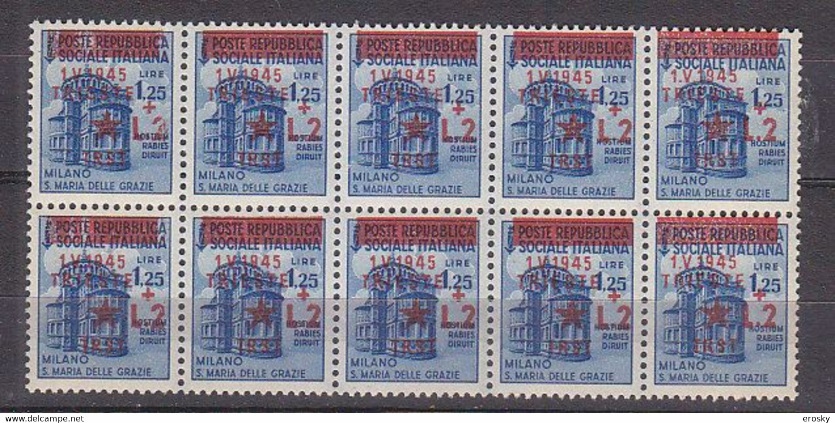 Z4289 - OCC. YUGOSLAVA TRIESTE SASSONE N°6 ** Blocco X10 - Joegoslavische Bez.: Trieste