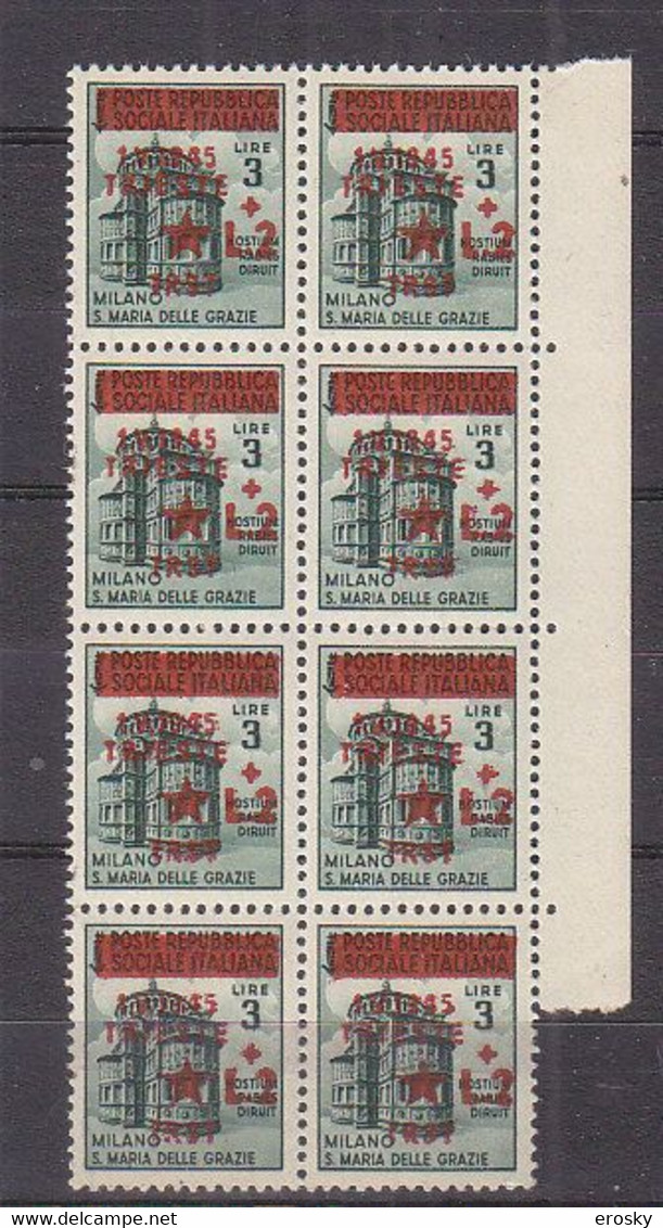 Z4295 - OCC. YUGOSLAVA TRIESTE SASSONE N°8 ** Blocco X8 - Joegoslavische Bez.: Trieste