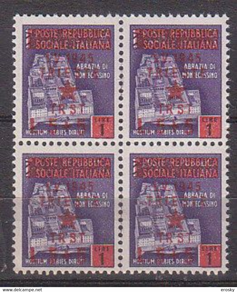 Z4297 - OCC. YUGOSLAVA TRIESTE SASSONE N°9 ** Quartina - Joegoslavische Bez.: Trieste