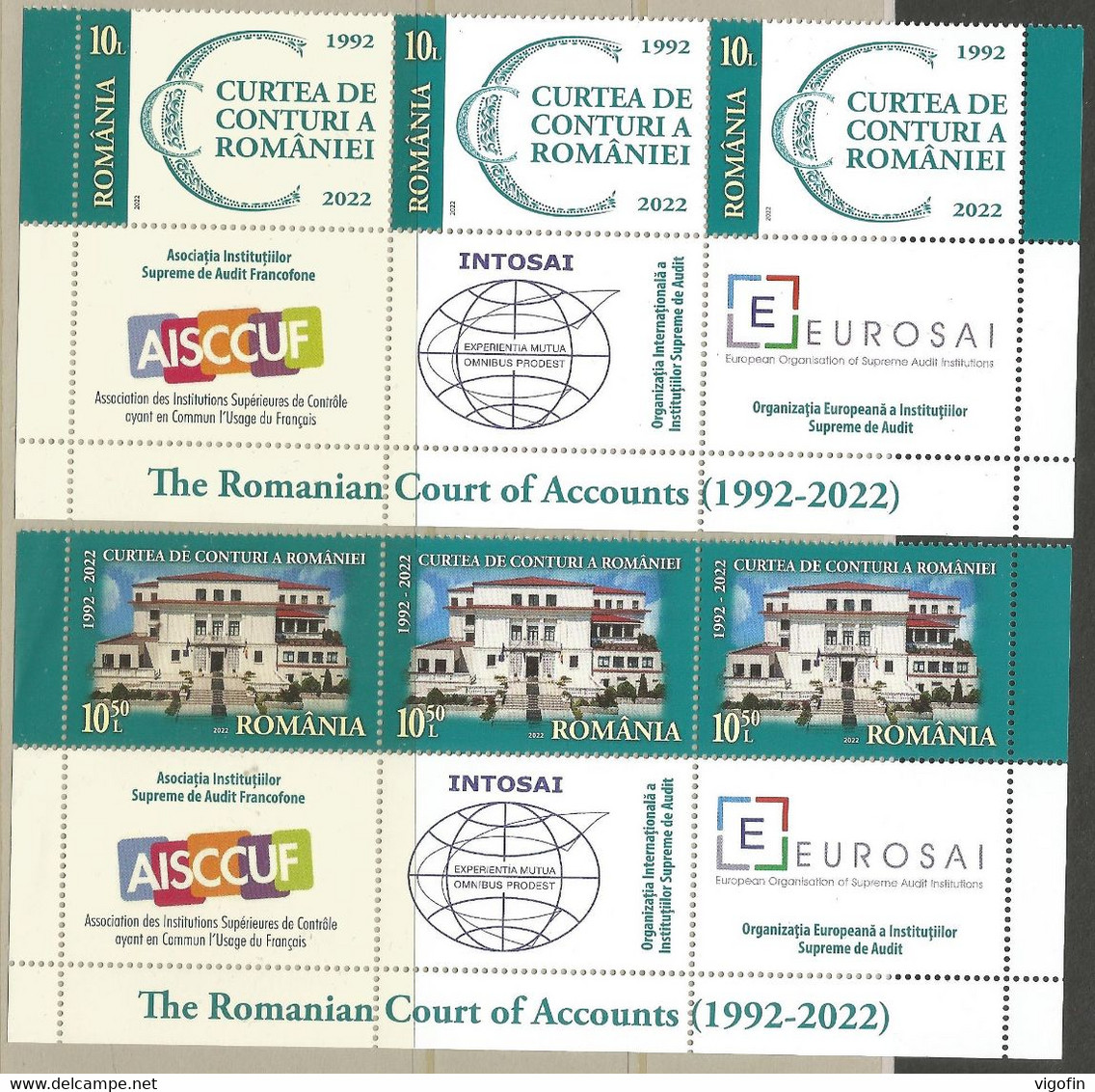 RO 2022-COURT OF ACCOUNTE, ROMANIA, 3 X 2v + Lables, MNH - Nuovi