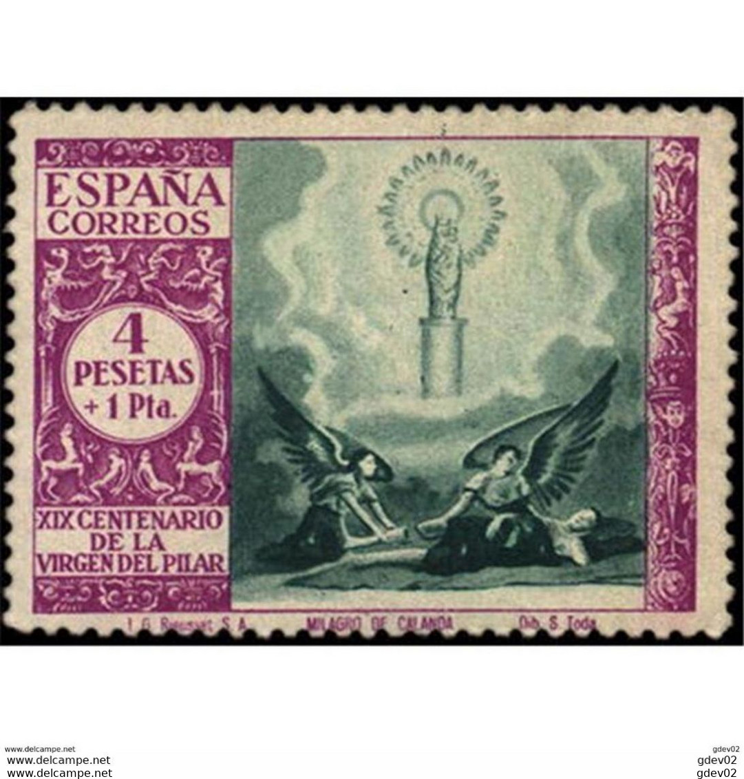 ES901SASF-L4319PC-TRELITEOLO.Spain.Esgane .RELIGION.VENIDA DE LA VIRGEN DE EL PILAR De ZARAGOZA.1940.(Ed 901**) - Théologiens