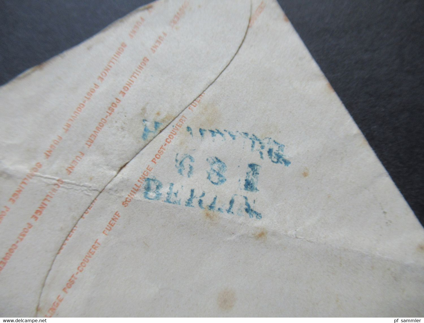 AD Mecklenburg-Schwerin Um 1864 GA Umschlag U 12 Fünf Schilling Stempel K2 Lalendorf Rückseitig Blauer Bahnpost Stempel - Mecklenbourg-Schwerin