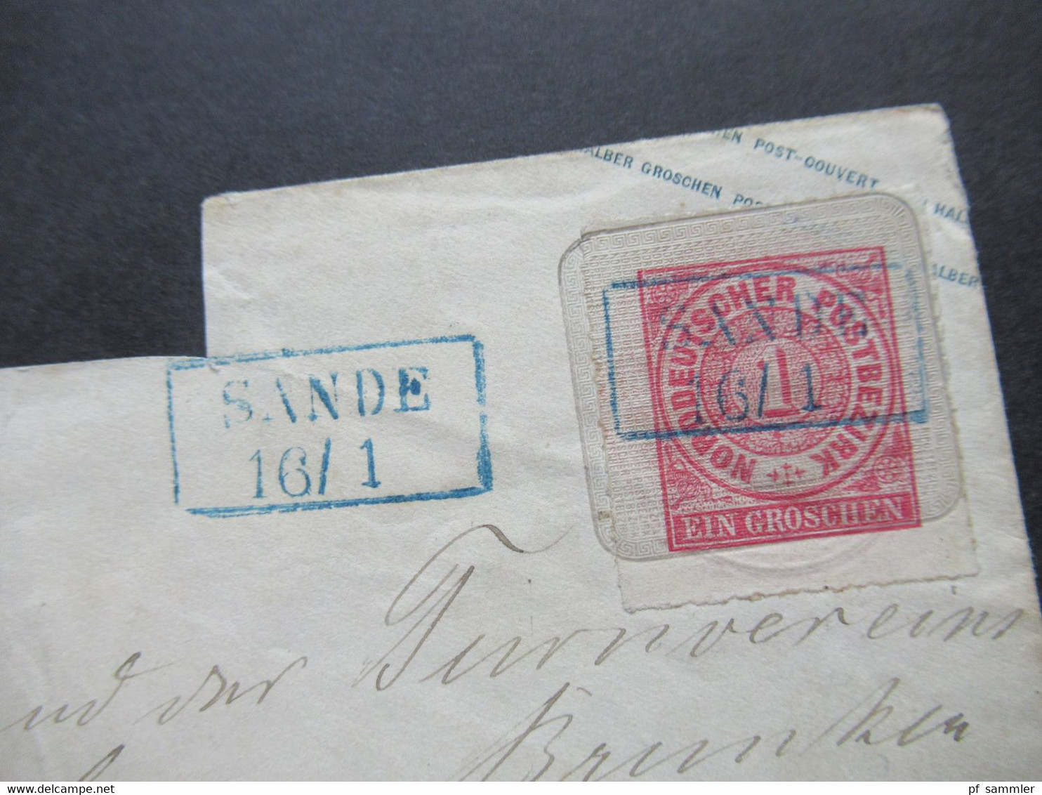 AD NDP Um 1862 1 Gr Auf Umschlägen Von Oldenburg U 16 Mit Blauem Oldenburg Stempel Ra2 Sande Nach Ruhwarden - Interi Postali