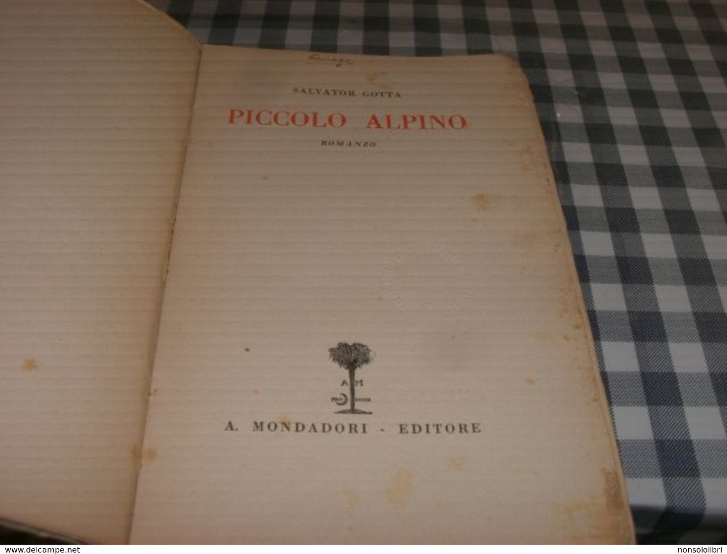 LIBRO PICCOLO ALPINO -SALVATOR GOTTA .MONDADORI 1926 - Tales & Short Stories