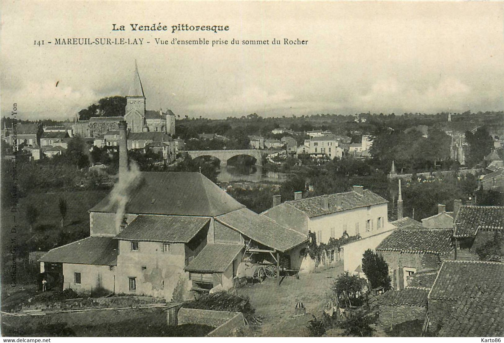 Mareuil Sur Le Lay * Vue D'ensemble Prise Du Sommet Du Rocher * Usine Cheminée - Mareuil Sur Lay Dissais