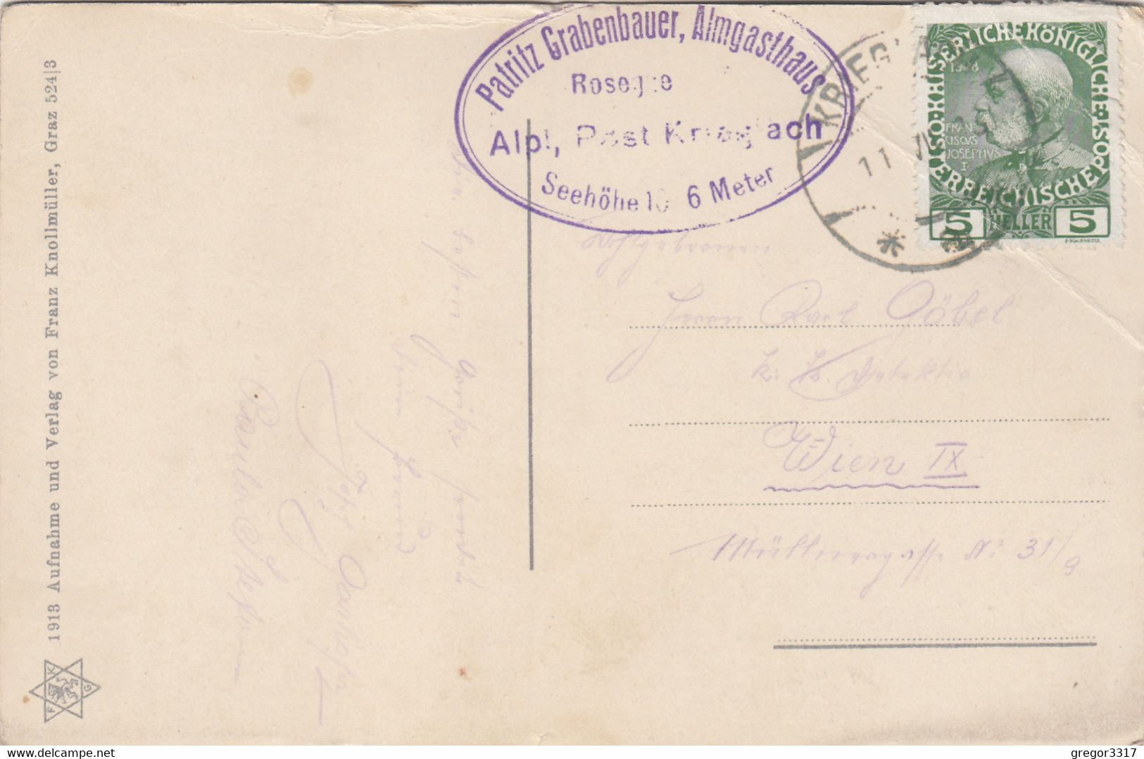 B8884) Waldheimat WALDSCHULE In ALPL Bei KRIEGLACH 1913 - Krieglach