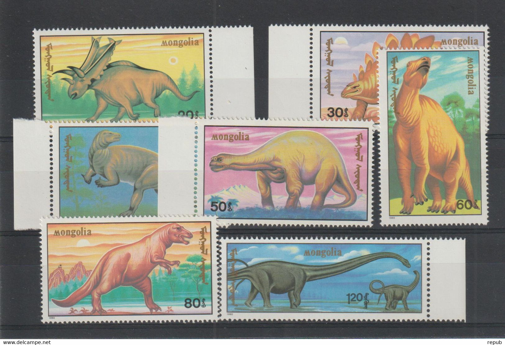 Mongolie 1990 Animaux Préhistoriques 1758-64, 7 Val ** MNH - Mongolie