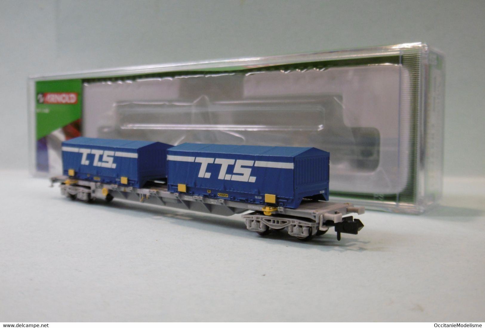 Arnold - WAGON PORTE CONTENEURS Sgss TTS Novatrans SNCF ép. V Réf. HN6582 Neuf NBO N 1/160 - Goods Waggons (wagons)