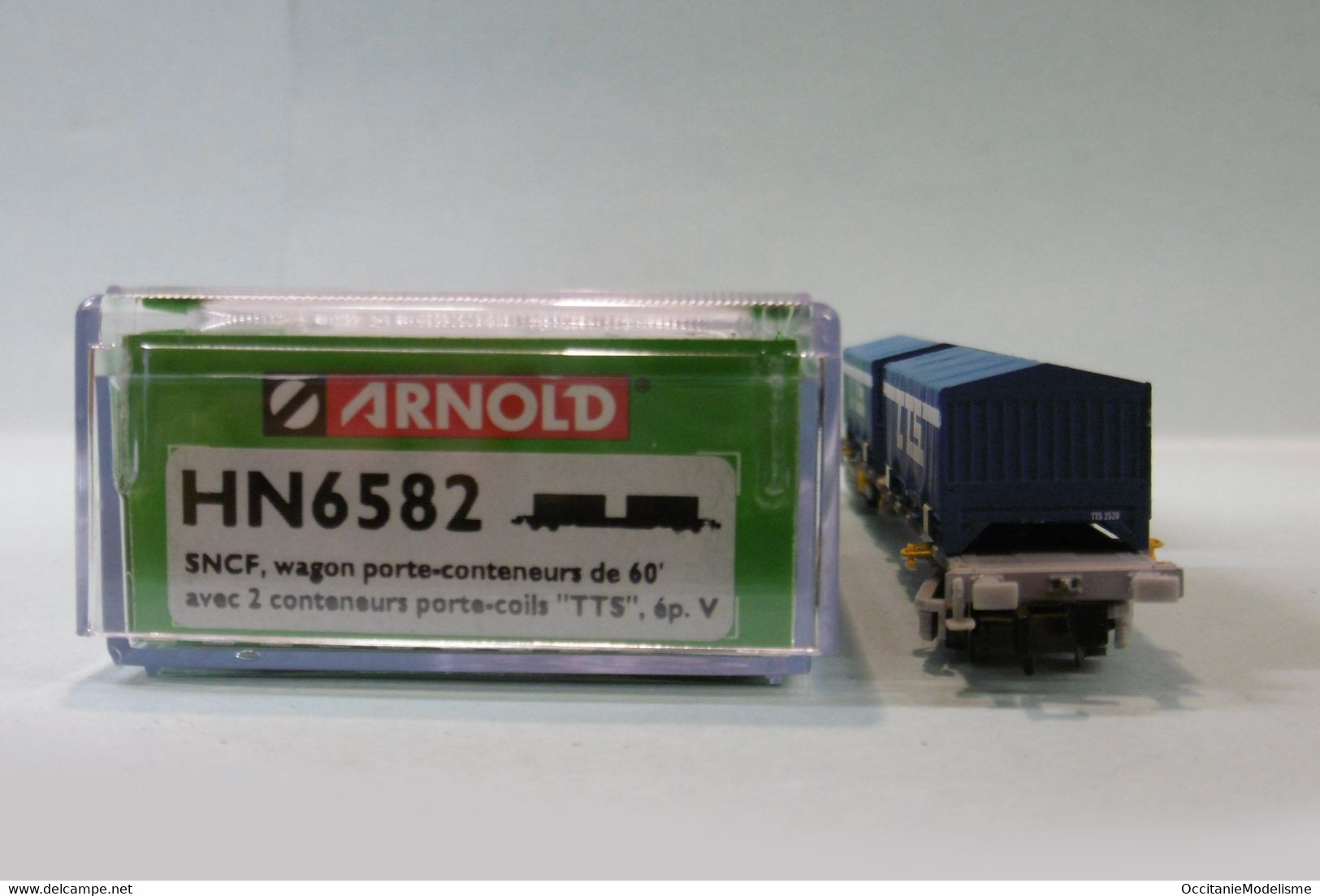 Arnold - WAGON PORTE CONTENEURS Sgss TTS Novatrans SNCF ép. V Réf. HN6582 Neuf NBO N 1/160 - Goods Waggons (wagons)