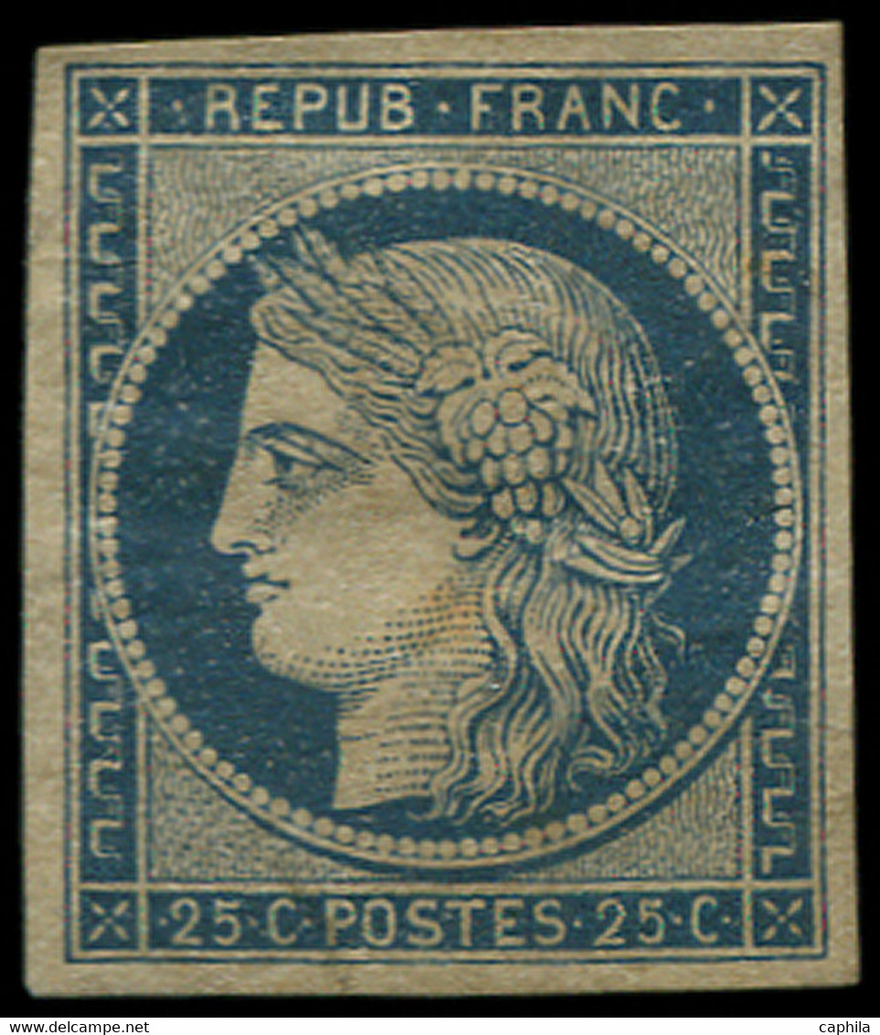 (*) FRANCE - Poste - 4, Avec Faible Restant De Gomme, Certificat Scheller: 25c. Bleu - 1849-1850 Ceres