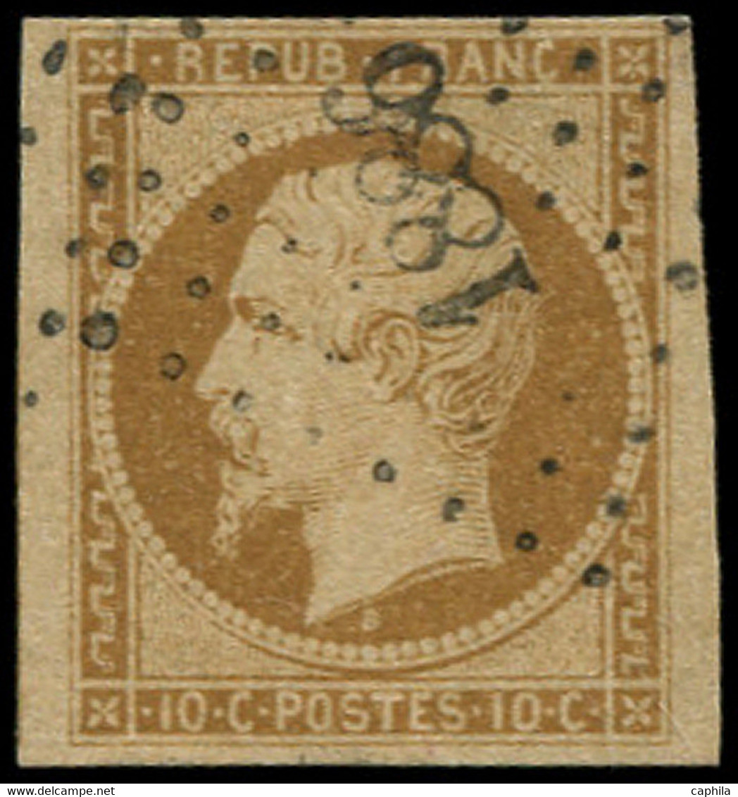 O FRANCE - Poste - 9, PC 1886, Amorce De Filet à Gauche, TTB: 10c. Présidence Bistre-jaune - 1852 Louis-Napoleon