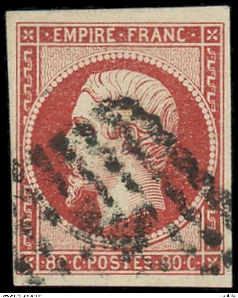 O FRANCE - Poste - 17Ad, Signé + Certificat Brun: 80c. Vermillonné - 1853-1860 Napoleon III