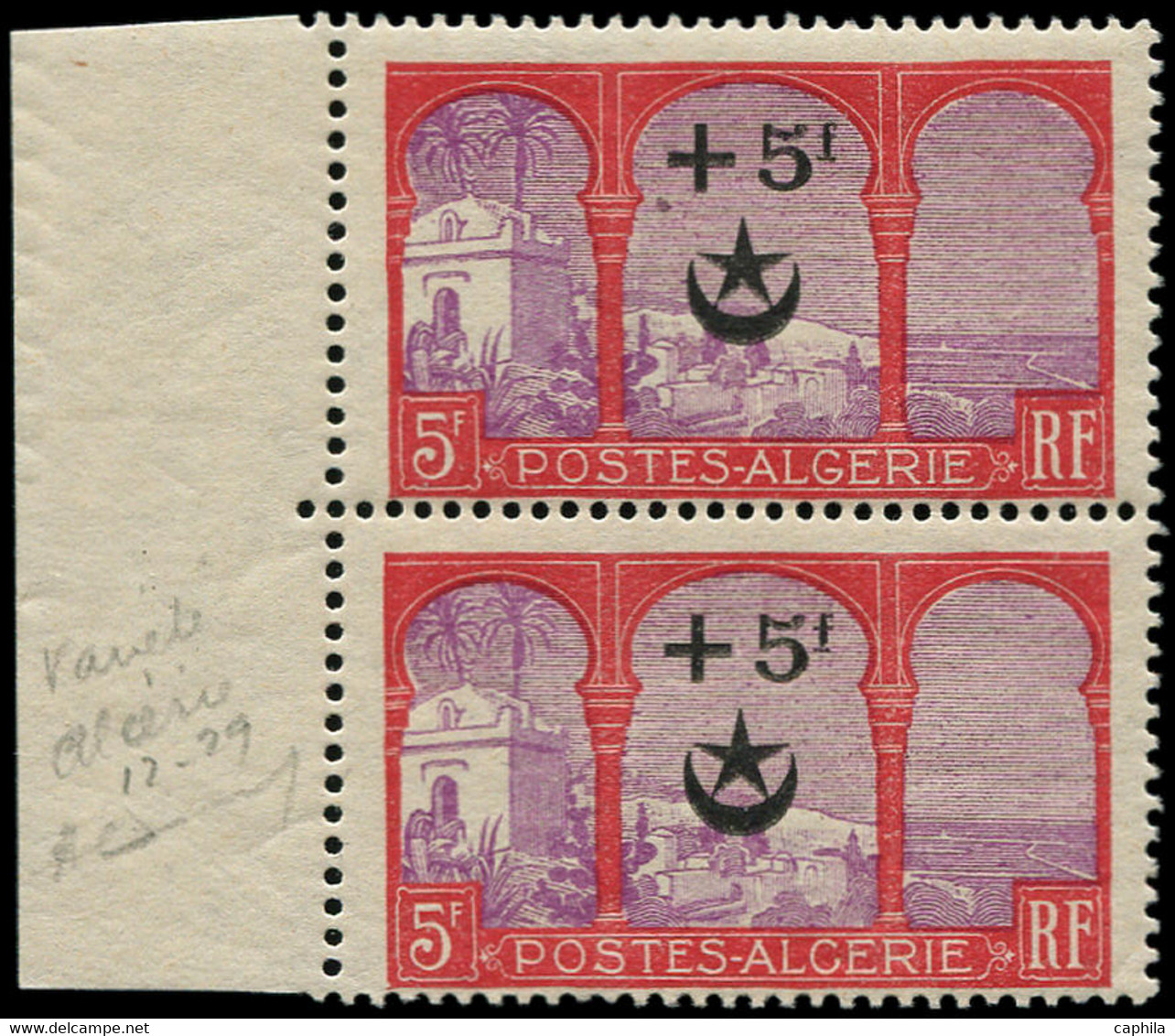 ** ALGERIE - Poste - 70a, En Paire, 1 Exemplaire "ALCERIE", Signé Brun (Maury) - Unused Stamps
