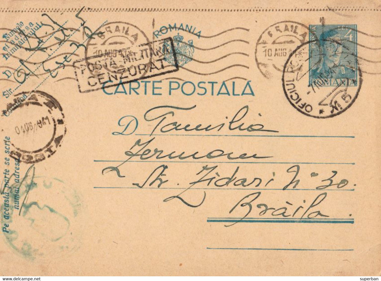 ROMANIA : CARTE ENTIER POSTAL / STATIONERY POSTCARD - MAILED By MILITARY POST : O. P. M. Nr. 5 - 1941 (ak652) - 2. Weltkrieg (Briefe)