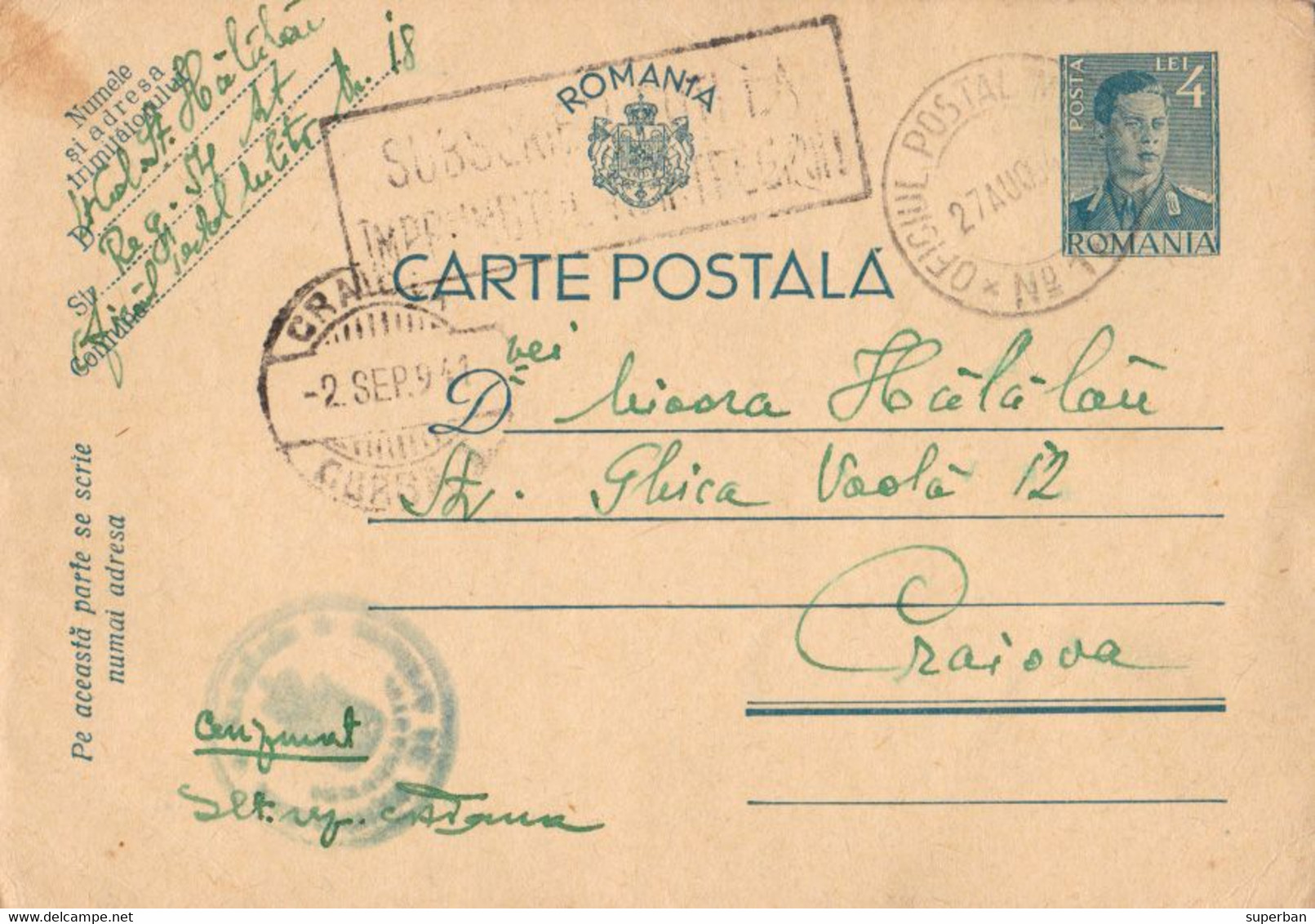ROMANIA : CARTE ENTIER POSTAL / STATIONERY POSTCARD - MAILED By MILITARY POST : O. P. M. Nr. 18 - 1941 (ak653) - 2. Weltkrieg (Briefe)