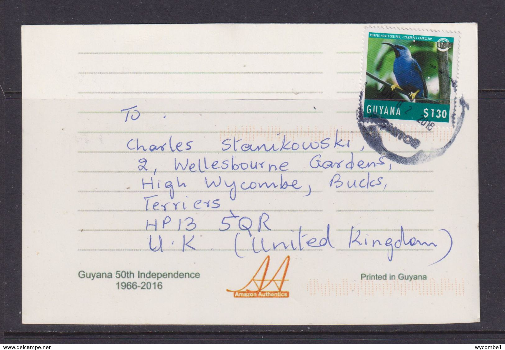 GUYANA - 50th Independence Used Postcard - Guyana (formerly British Guyana)