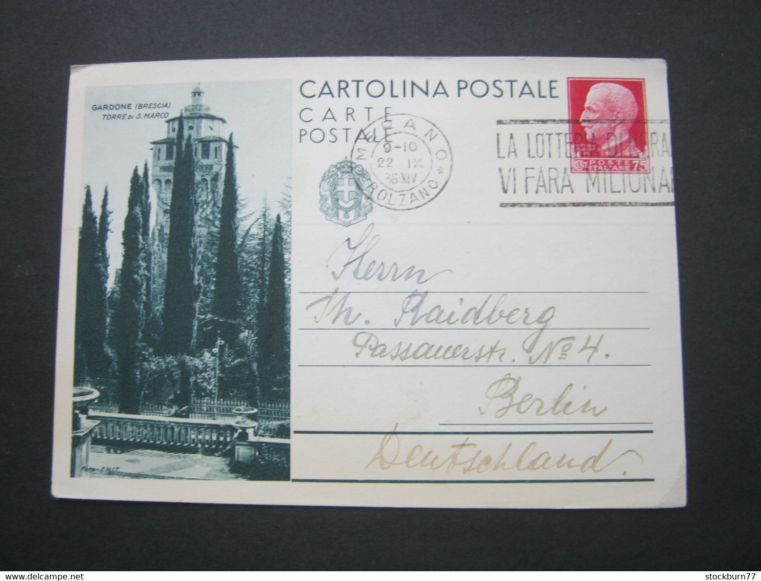 1936 , Cartolina Postale  A Allemagne - Entero Postal