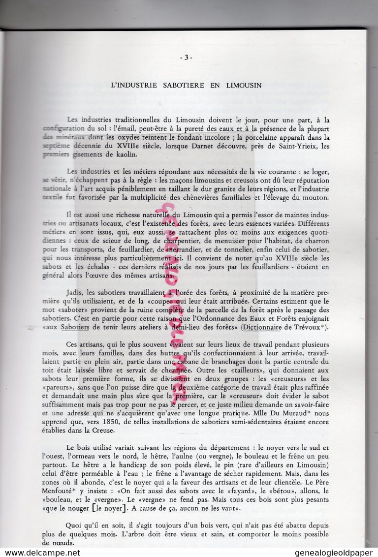87-  LE SABOTIER DE CHALUS  RAYMOND MONTARD-METIERS DU BOIS-1979-1980- SABOTS-MADELEINE MARCHEIX-MUSEE MUNICIPAL LIMOGES - Limousin