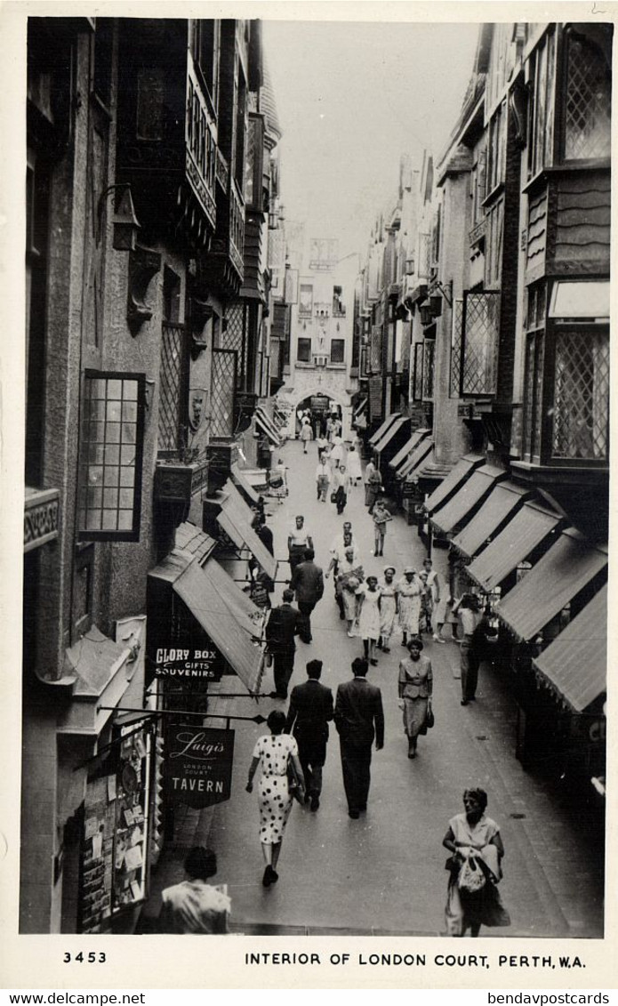 Australia, WA, PERTH, Interior Of London Court (1950s) C.A. Pitt RPPC Postcard - Perth