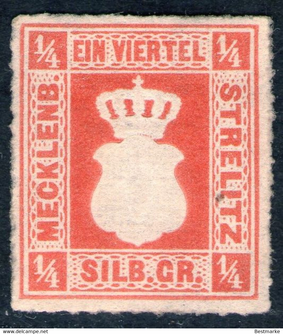 1/4 Sgr. Schwärzlichrotorange - Meckl.-Strelitz Nr. 1 A - Ungebraucht Mit Gummi - Mecklenburg-Strelitz