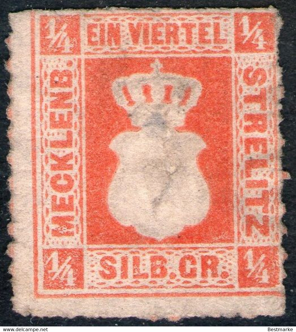 1/4 Sgr. Schwärzlichrotorange - Meckl.-Strelitz Nr. 1 A - Ungebraucht Ohne Gummi - Mecklenburg-Strelitz