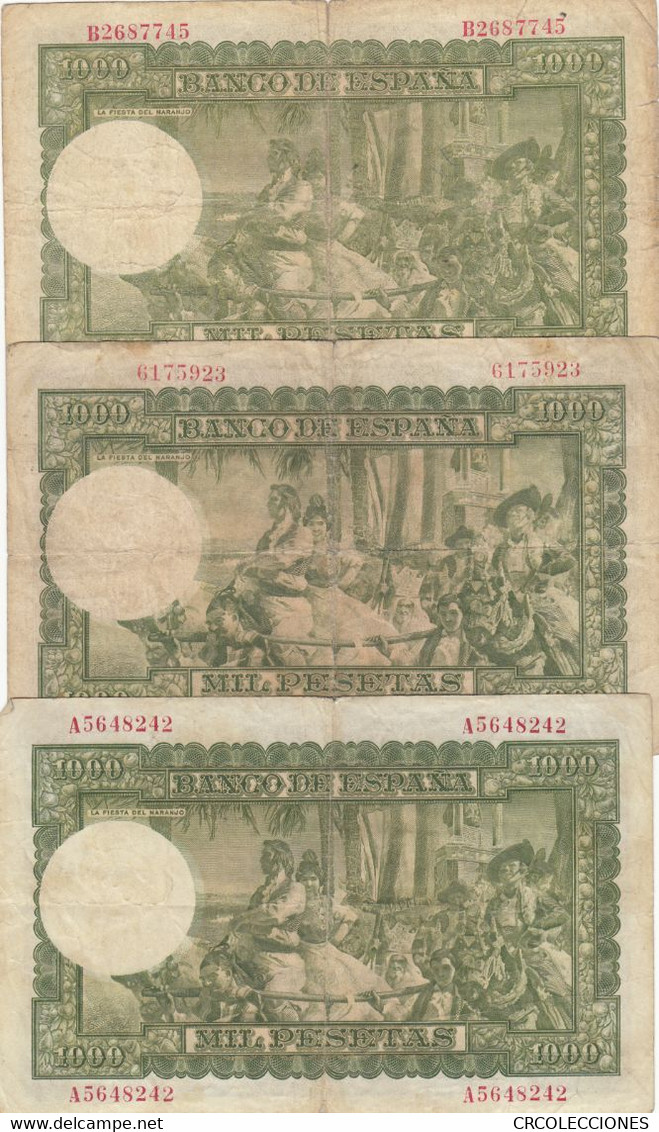 CRBS0562 LOTE DE 3 BILLETES ESPAÑA 1000 PESETAS 1951 BC - 1000 Peseten