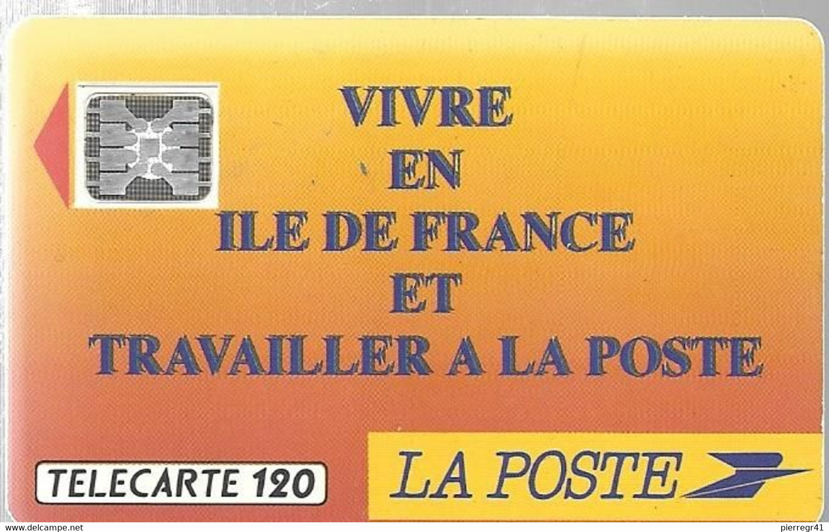 CARTE-PUBLIC-F-137B.540-1990-120U-SC5 An-Trou 6-LA POSTE-Ile De France-5 Impact 21427-UTILISEE-  TBE- - 1990