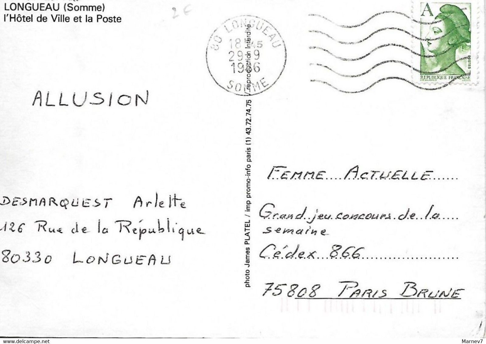 80 Somme - CPM - LONGUEAU - Hôtel De Ville Et Poste - 1983 - - Longueau