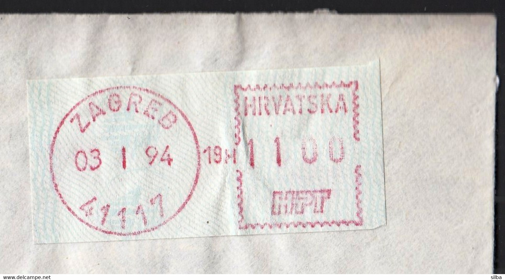 Croatia 1994 / Post Machine Printed Stamp, Label / White Blue-red / Post Office Zagreb 41117 - Croatie