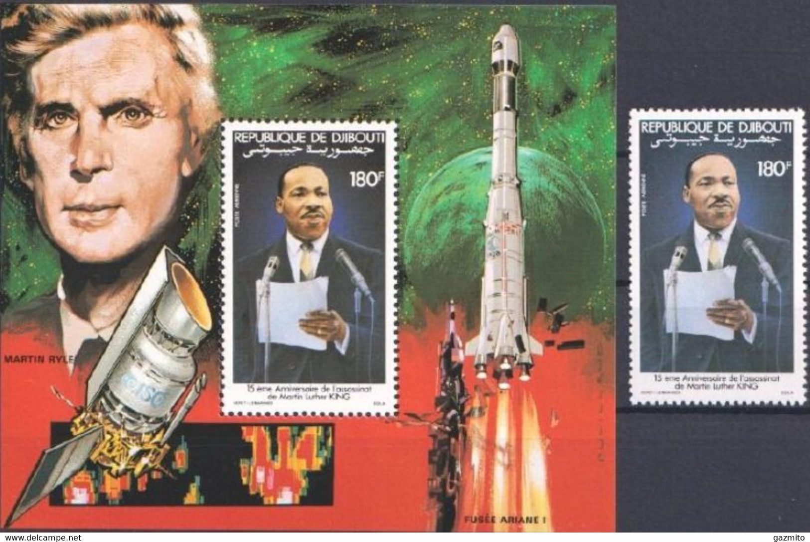 Djibouti 1983, Martin Luther King, Space, 1val +BF - Martin Luther King