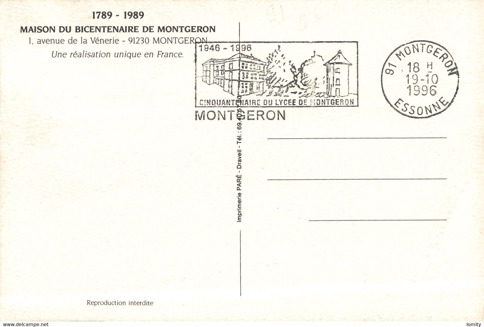 91 Montgeron Maison Du Bicentenaire De Montgeron CPM 1789 1989 - Montgeron