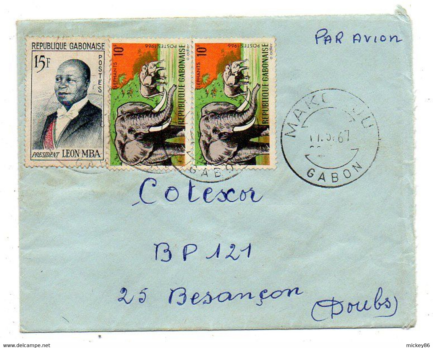 Gabon-1967- MAKOKOU  Pour Besançon-25 (France) -tps Divers  Sur Lettre..cachet.....à Saisir - Gabon (1960-...)