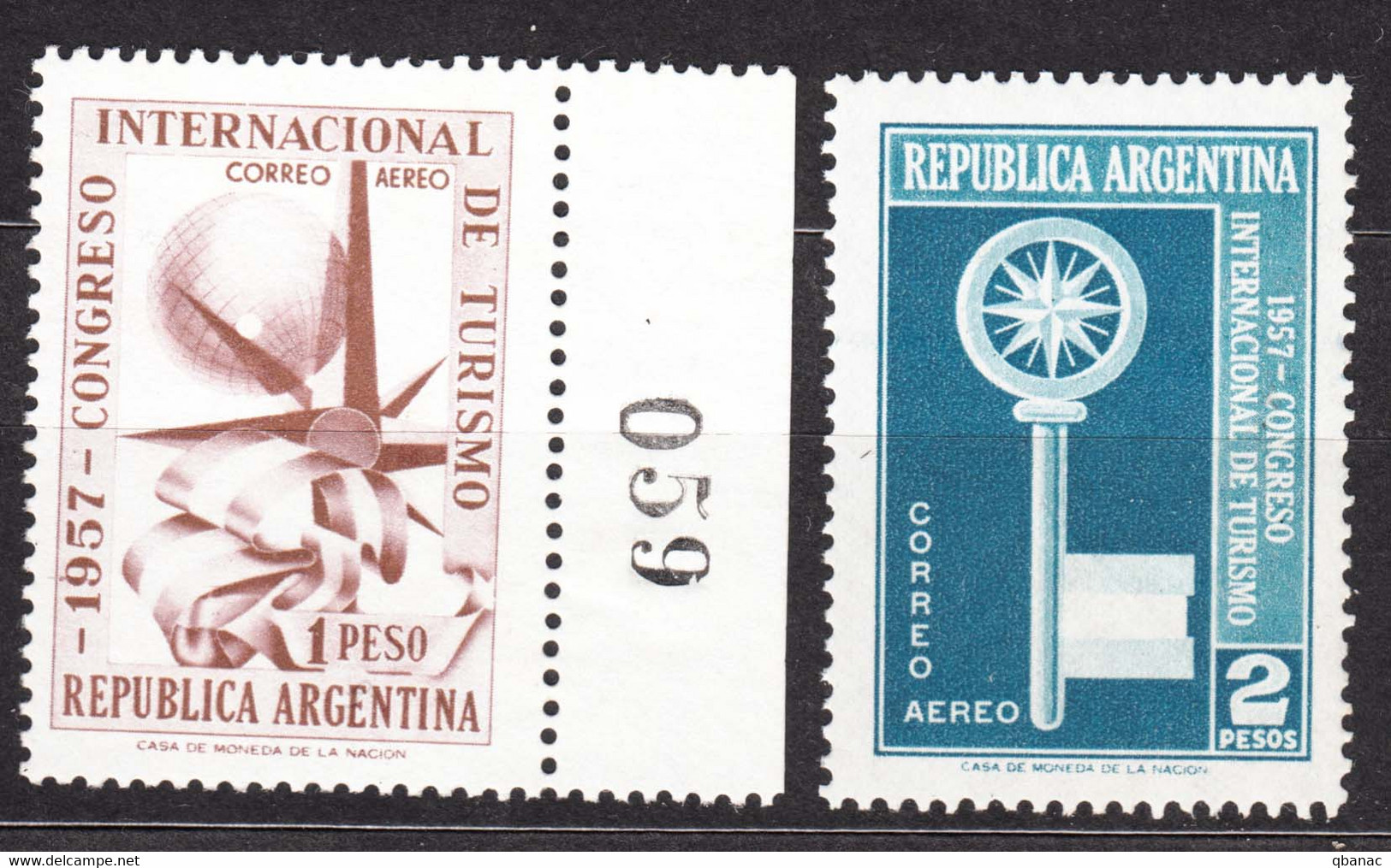 Argentina 1957 Airmail Mi#662-663 Mint Never Hinged - Unused Stamps